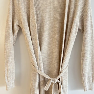 Linen-blend belted cardigan