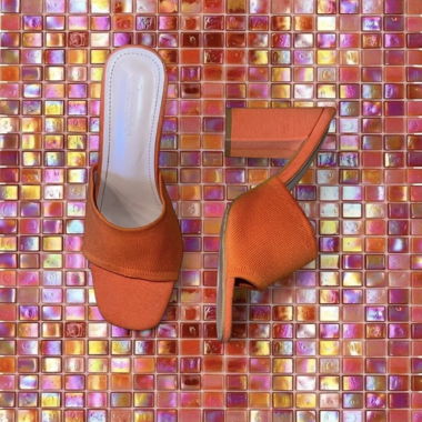 Mules orange à talon