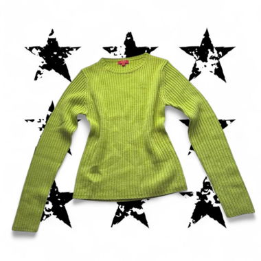 Rippstrick-Pullover in Limettengrün
