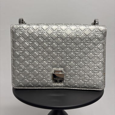 Marc Cain Borsa a Spalla Argento con Catena in Pelle