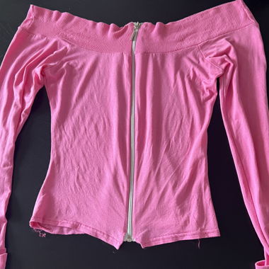 vintage pink off shoulder Zip-Top