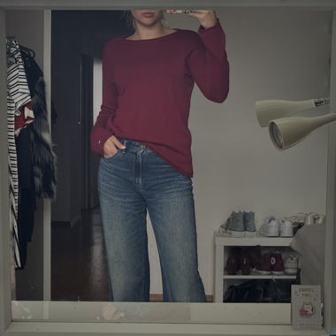 Tommy Hilfiger - red long sleeve shirt, 100% wool