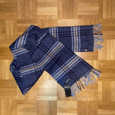 Écharpe en cachemire à carreaux SERGIO bleu-gris