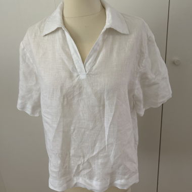 Polo in lino bianco