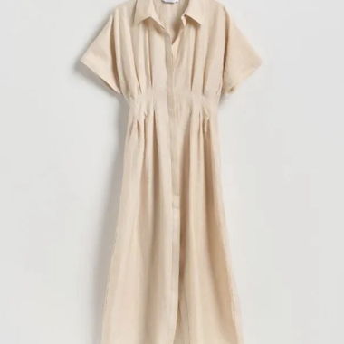 Beige Linen Dress