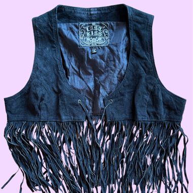 Gilet in pelle con frange 