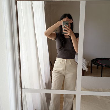 Pantalon en jean beige en coton de SHEIN