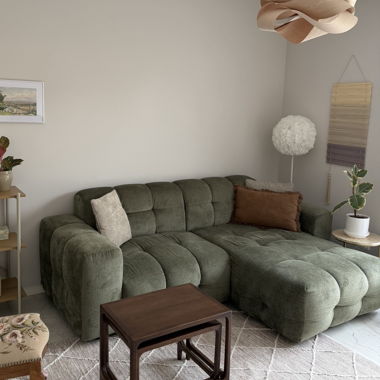 Green velvet sofa