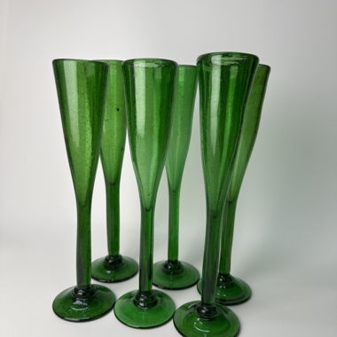 6er-Set Champagnergläser aus Pâte-de-Verre