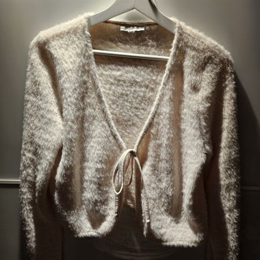 Fluffy front tie Cardigan