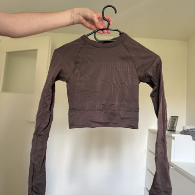 Brown long-sleeve crop top