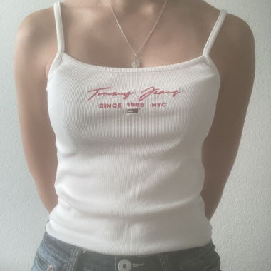 Débardeur côtelé blanc Tommy Jeans