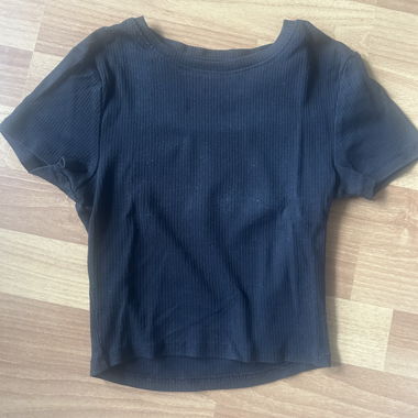 T-shirt noir côtelé