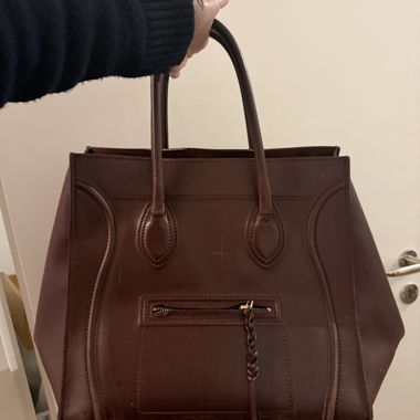 Borsa a mano in pelle Celine Phantom marrone