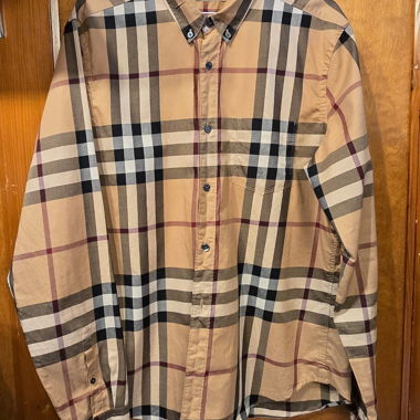 Camicia Burberry a maniche lunghe a quadri beige