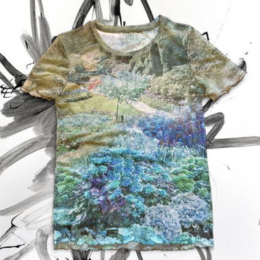 Top in mesh da giardino con bordi arricciati colorati