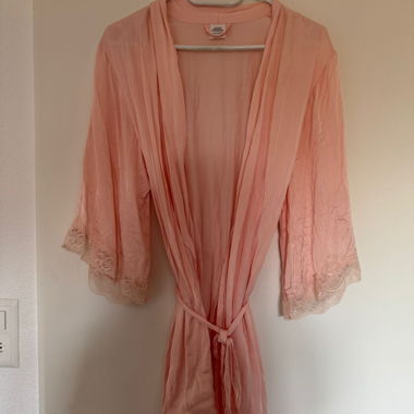 Pink Satin Kimono Robe