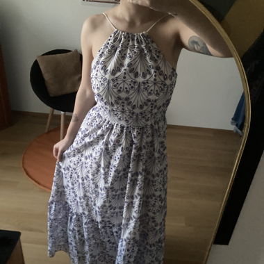 MNG Maxikleid mit blauem Muster