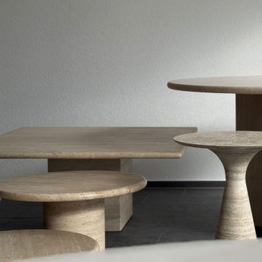 Travertin Esstisch Marmor Rund  Beige