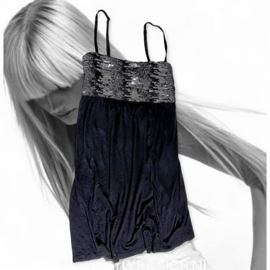 Robe nuisette slip en sequins noire y2k
