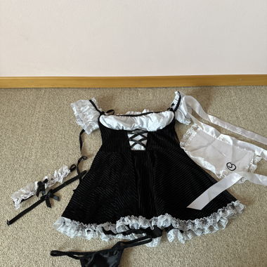 Maid-Lingerie Set schwarz/weiss Grösse S/M