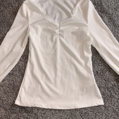 White Long-Sleeve Top with Lace
