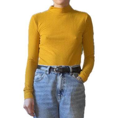 Mustard ribbed long sleeve turtleneck