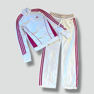 Adidas Y2K shiny white track set