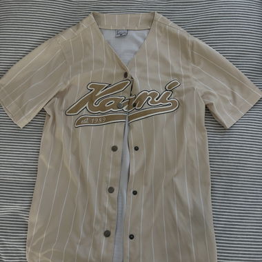 Karl Kani baseball-jersey beige a righe