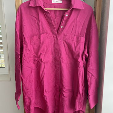 Camicia lunga fucsia Mango