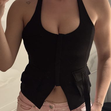 Black spaghetti-strap top