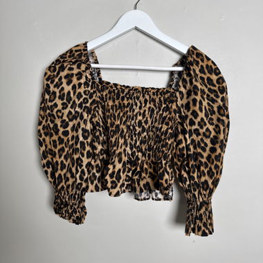 Leopardprint-Top mit Smocking