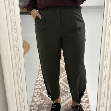pantalone barrel casual kaki taglia M verde oliva