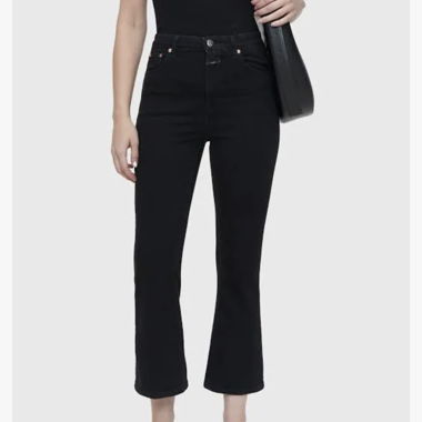 Jeans neri a gamba ampia