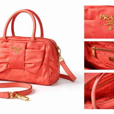Borsa Prada in nylon color corallo