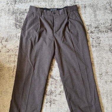 Grey check fabric trousers