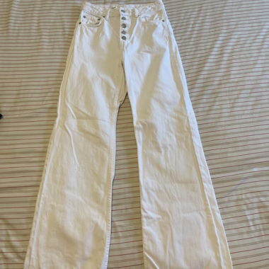 Jean blanc femme taille haute