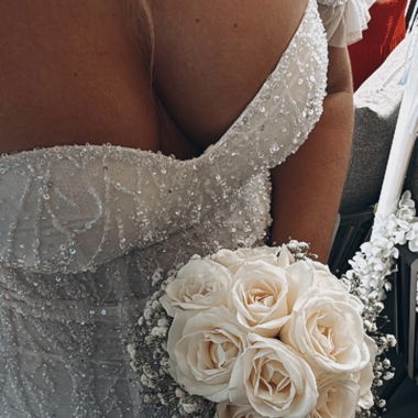 Hochzeitskleid Ivory mit Pailetten und Schleppe