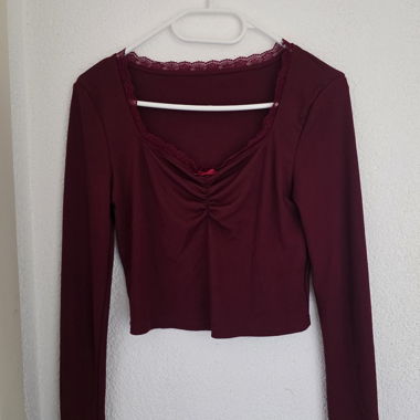 Top a maniche lunghe bordeaux