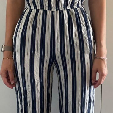 Blau-weiss gestreifter Jumpsuit
