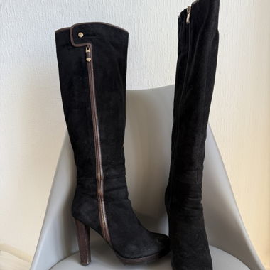 Schwarze hohe Stiefel Wildleder-Look für Winter und Herbst