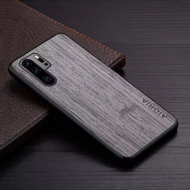 Huawei P30 Pro Hülle Bambus Holz Dekor grau