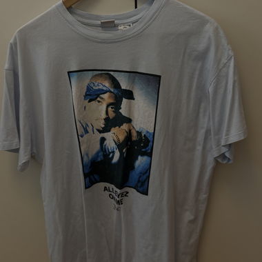 Weisses Tupac Grafik T-Shirt
