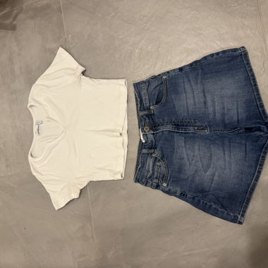 Top and Denim Shorts Set
