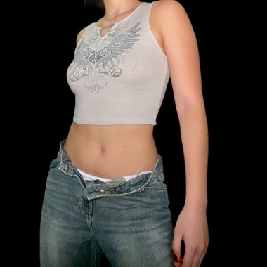 Top vintage Y2K con strass