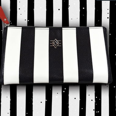 Black and White Striped Pouch
