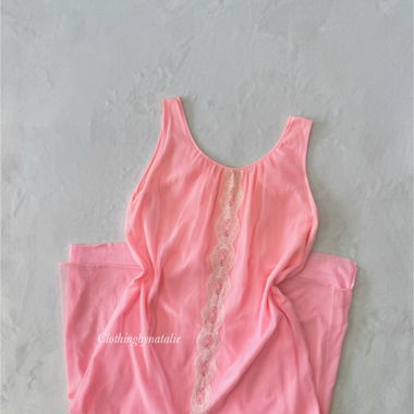 Vintage Neon Pink Chiffon Nightgown (S/M)