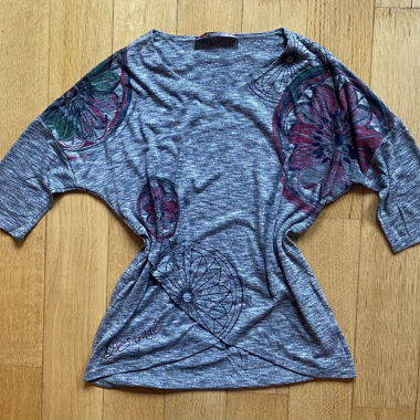 Camicia Desigual grigia floreale Boho Y2K