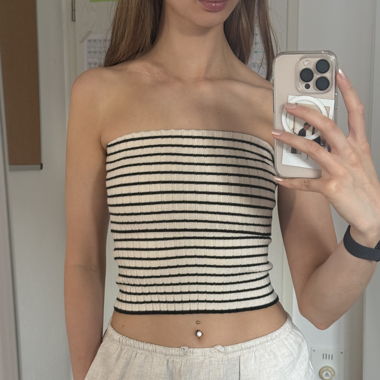 Top a Fascia a Righe Flipover