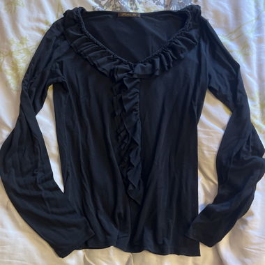 Black long sleeve ruffle blouse